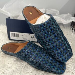 Woven Blue and Black Slip-On Shoes